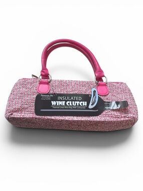 Insulated Pink Tweed Wine Clutch Handbag - Primeware